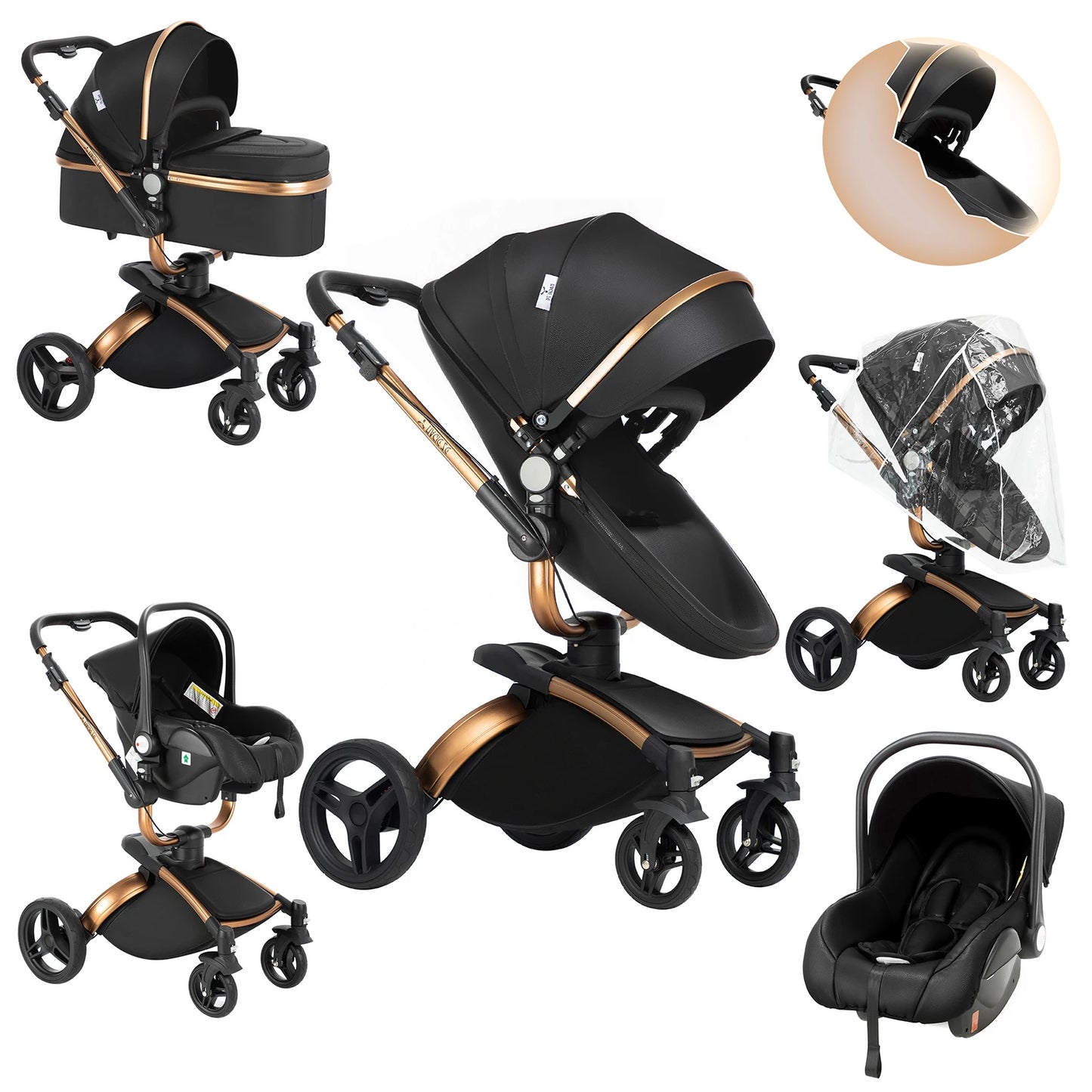 Baby pram Lightweight stroller Baby carriage PU 3in1 stroller Baby stroller 3-in-1 Baby carriage strollers for baby light carts
