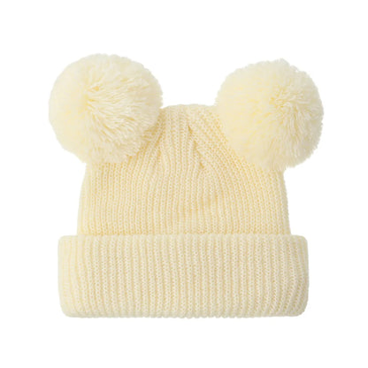 0-12M Solid Knitted Cute Pom Pom Cap Newborn Boys Girls Turban Hats Hospital Bonnets Infant Autumn Winter Headwraps Kid Headwear