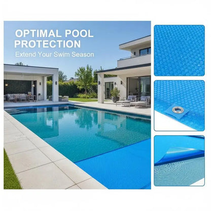 Rectangular Pool Cover 732×366cm Blue PE Leaf & Debris Protector for Above/In-Ground Swimming Pool W/ Tie-Downs Summer Winter