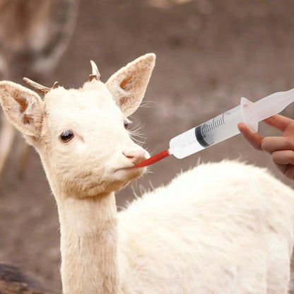 Lamb Feeding Syringe with 2 Red Tube 60ml Reusable Drench Goat Syringe for Lamb Dog Sheep Piglet Rabbit Feeding