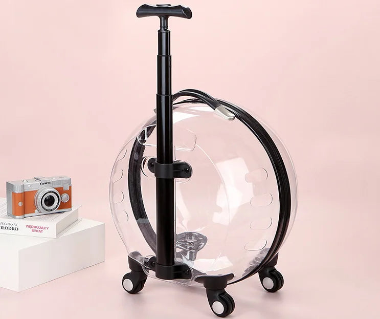 Custom Luxury Transparent Capsule Pet Travel Trolley New Strollers for Puppies Dogs Cats Comfortable Carriers Bag Wheel Trolley