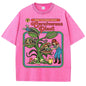 Earnivorous Plant Pattern Washed T-Shirts Men Breathable Cotton Casual T Shirt Soft Summer Comfortable Crewneck Short Sleeve