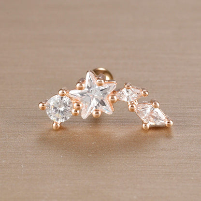 1PC 316L Stainless Steel Geometry Stud Earrings For Women Fashion Star Moon Lobe Daith Helix Cartilage Earring Piercing Jewelry