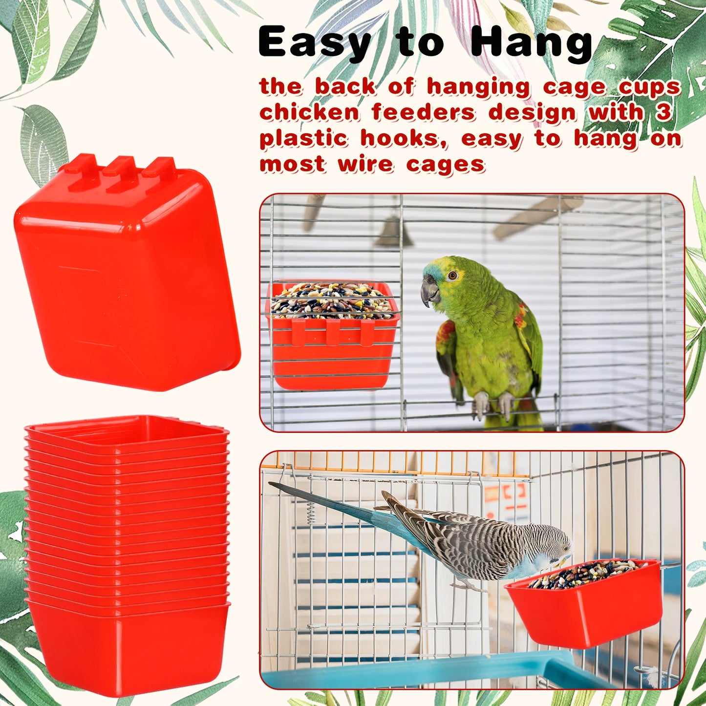 5/10/20PCS Chickens Feeder Hanging Plastic Chicken Coop Feeding Drinking Bowl for Poultry Duck Goose Bird Farm Animal Supplies