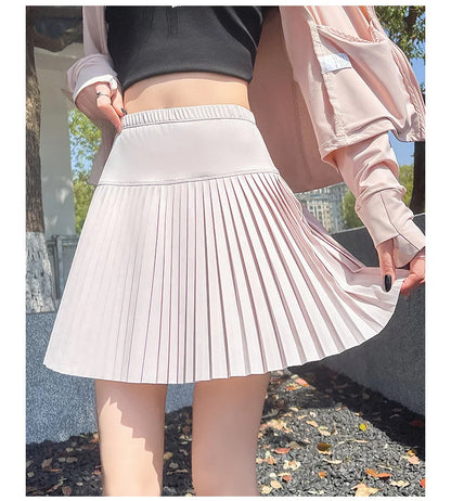Korean Style Women Pleated A-line Skirts With Pants Mini Skirts Elastic Waist Casual High quality Summer A-line Skirts