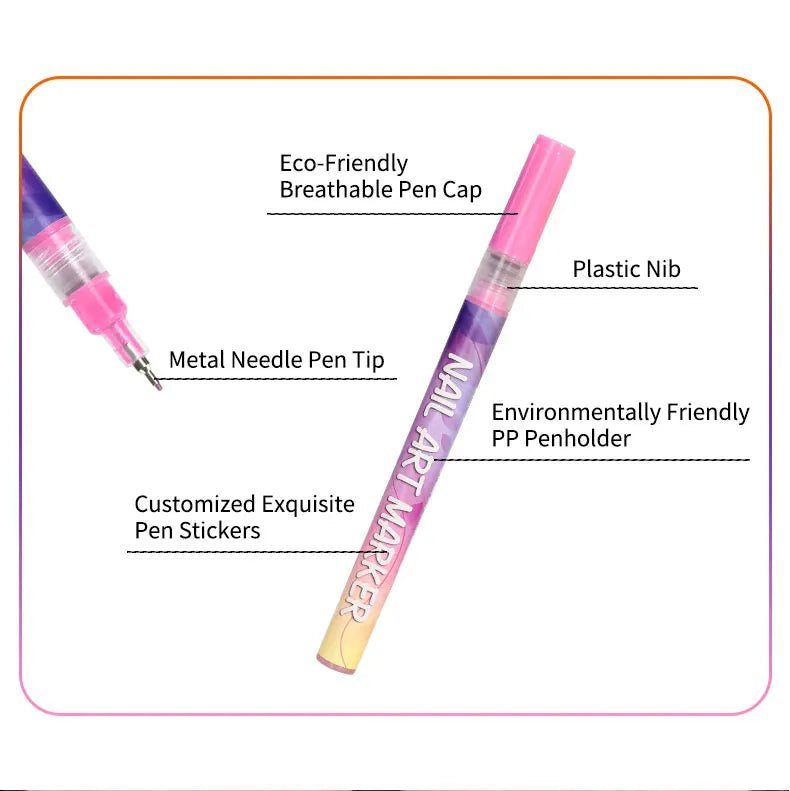Nail Art Markers Customised Specialised Needle Tube Nail Art Pens Hand-Drawn Outline Pen Acrylic Paint Pen Set Acrylic Paintbrus