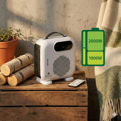 2000W fan with remote control heater electric timer LED panel fan function cold blast temperature range 15-40 °C