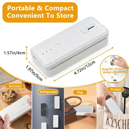 Plastic Bag Sealer Mini Heat Bag Sealing Machine Rechargeable Handheld Plastic Storage Package Sealer Clip Bag Food Heat Sealer