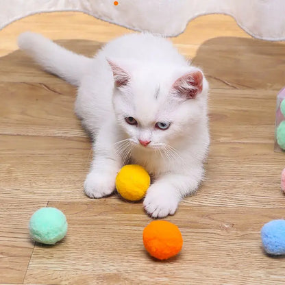 20/100/200/300/500pcs Cat Toys Cute Funny Stretch Plush Ball Cat Toy， Ball Creative Colorful Interactive Cat Puff Balls Chew Toy