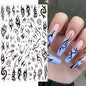 Black and White Love Flowers Line Art 3D Stickers Nail Decals Nail Art Accessories Butterfly Rose Nail Stickers Nail Sliders