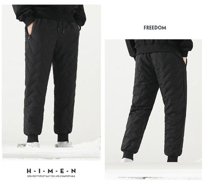 New Fleece Warm Winter Men's Pants Casual Thicken Joggers Pants for Men Thermal Padded Trousers Black Sweatpants Men Waterproof