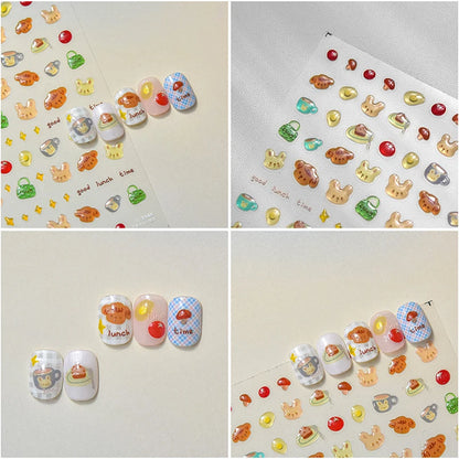 Line Flower Powder Blusher Love Heart High Quality Jelly Series Adhesive Nail Sticker Nail Art Decoration Decals Design T-2830