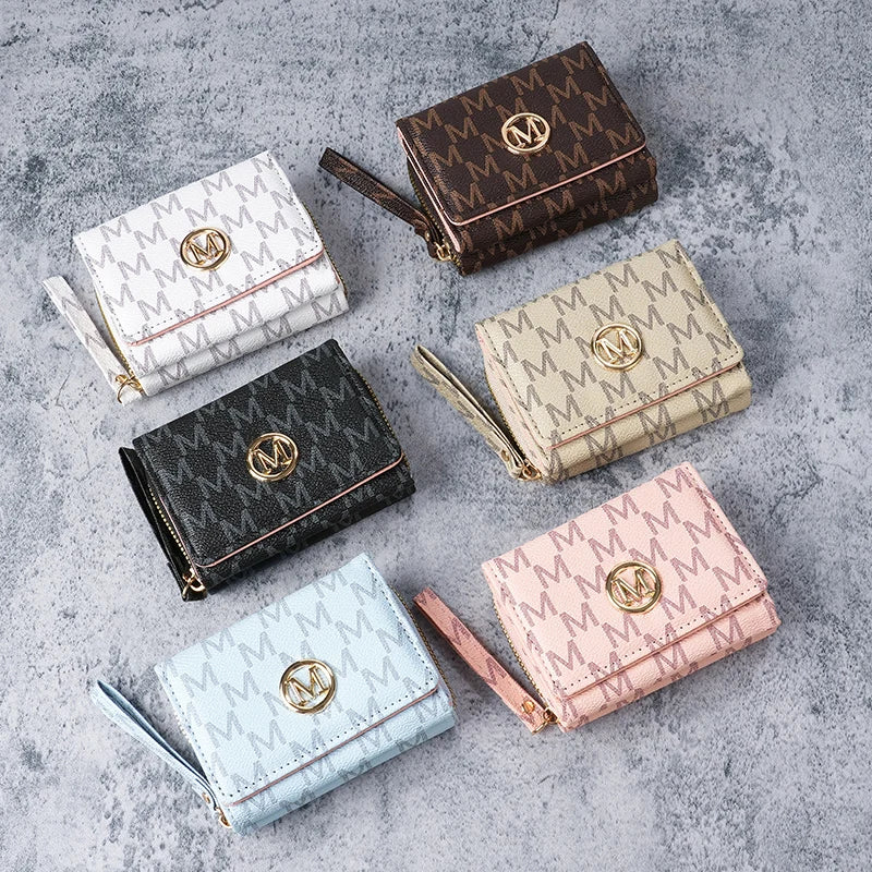 New style women's wallet, short, European and American PU high-end coin purse, printed, multi-card slots, small wallet