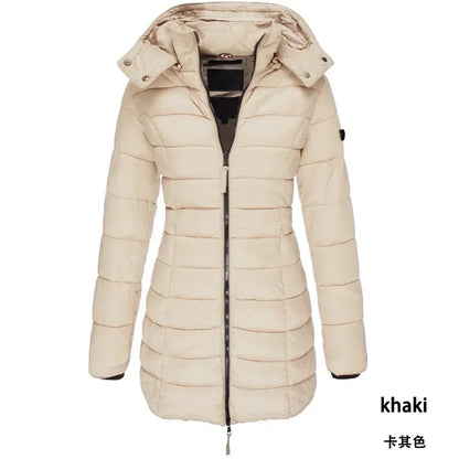 Winter Korean New Women's Cotton Padded Clothes Women's Medium Long Slim Cotton Padded Jacket Warm Down Cotton Padded Jacket