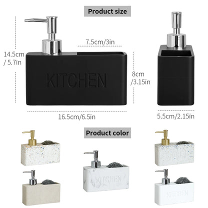 Modern kitchen accessories Soap Dispenser Set Liquid hand soap dispenser pump bottle brushes Holds and Stores Sponges Scrubbers
