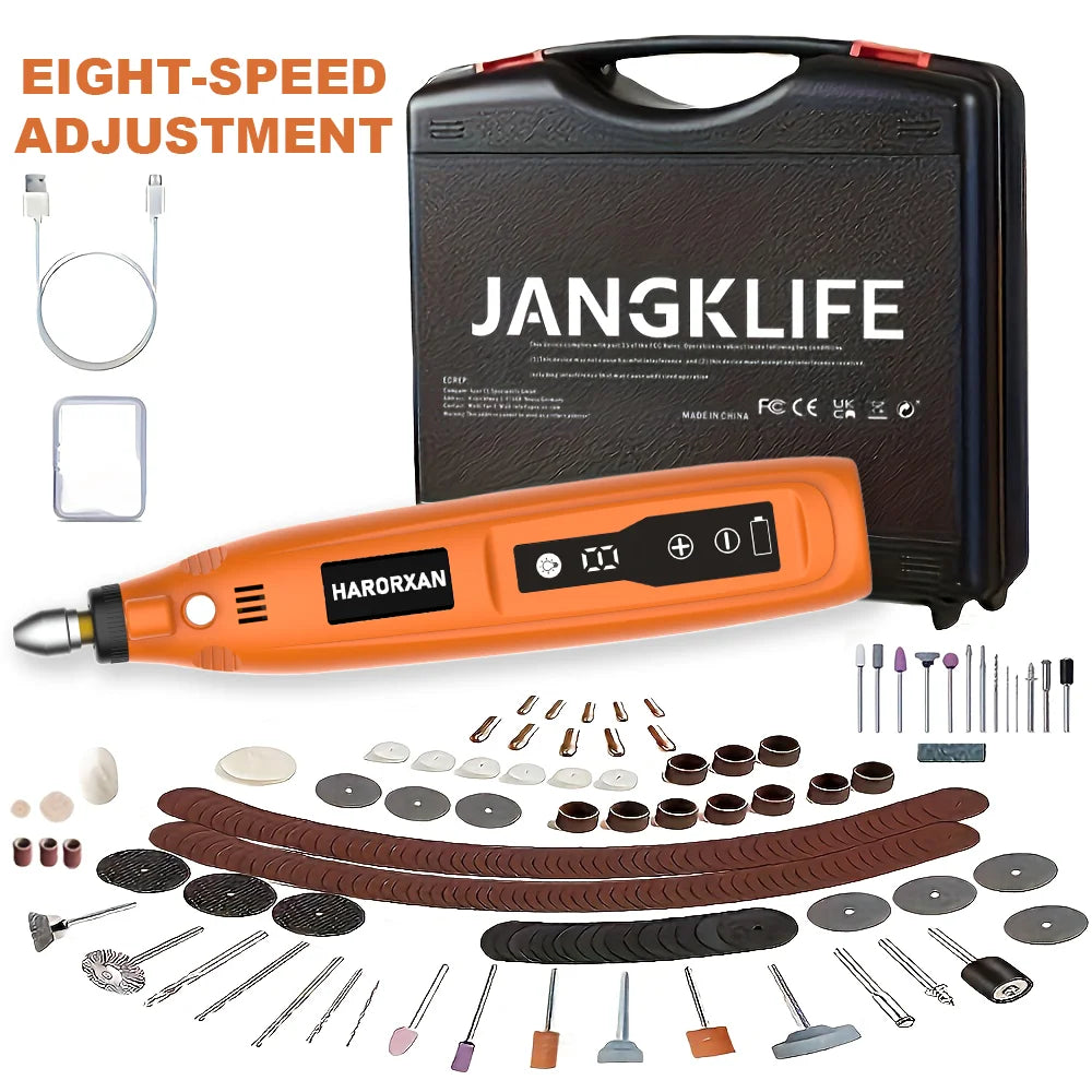 JANGKLIFE USB Cordless Rotary Tool Kit Woodworking Engraving Pen DIY For Jewelry Metal Glass Mini Wireless Drill
