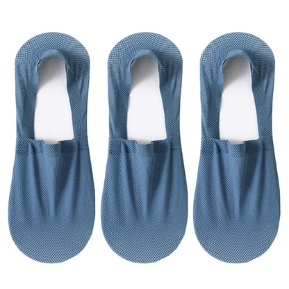 3Pairs Men Boat Socks Thin Breathable Soft Casual Summer Invisible Sock High Quality Solid Color Silicone Non-slip Low Cut Sox
