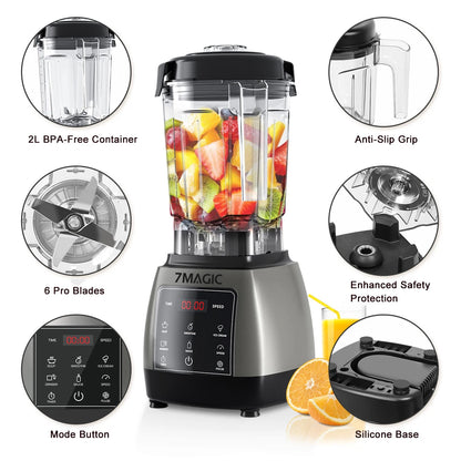 2000W Heavy Duty Grade Timer Blender Mixer Juicer Fruit Food Processor Ice Smoothies BPA Free 2L Jar