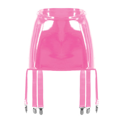 Women's Garter Straps Pencil Skirts Patent Leather Wet Look Garter Belt Short Mini Skirts with Buckle Clips Sexy Clubwear Party