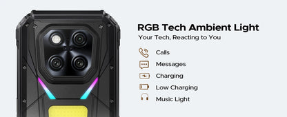 DOOGEE V Max LR 5G Rugged Phone Laser Rangefinder Dual Camping Lights 16GB 512GB ROM 6.78'' Display 20500mAh Battery Smartphone