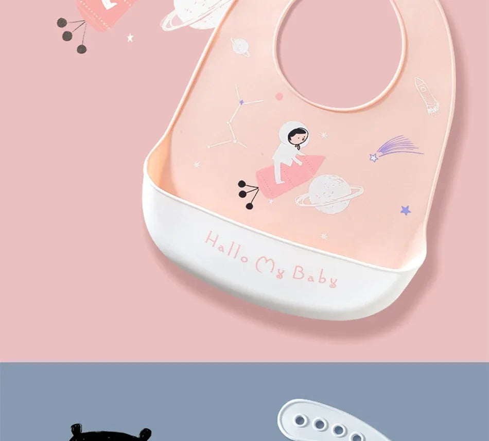 Soft Silicone Baby Bibs Boys Girls Stuff Waterproof Bib Feeding Infant Newborn Cartoon Aprons Toddlers Bibs Burp Cloths Bandana