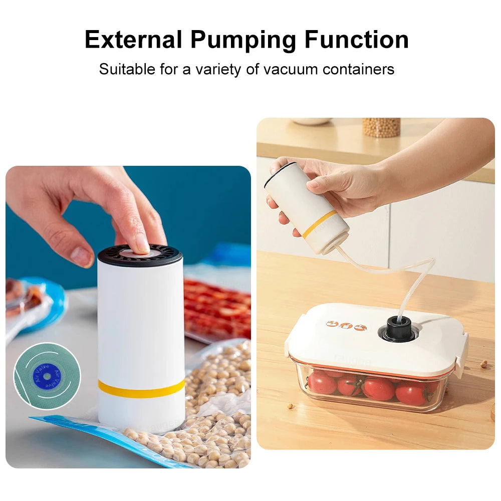 Electric Air Pump Vacuum Sealer Pump Rechargeable Automatic Sealing Machine with Reusable Vacuum Sealer Bags Food Packaging Bag