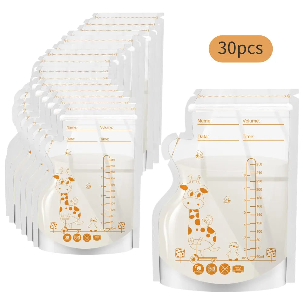 100 or 50 Pack  Disposable Breastmilk Storage Bags  250ml Capacity  Hospital-Grade, Self-Standing, Easy Pour Spout