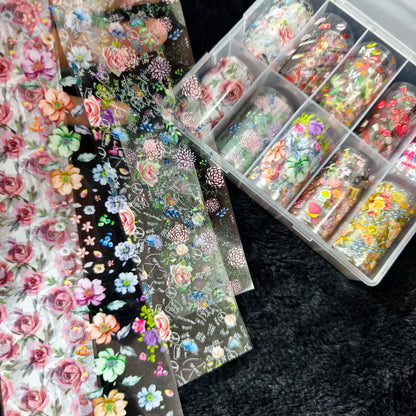 10Rolls Halloween  Flower Plaid Angel Marble  Bow Nail Foils Transfer Paper  Nail Art Stickers   Decal  Nails Decoration