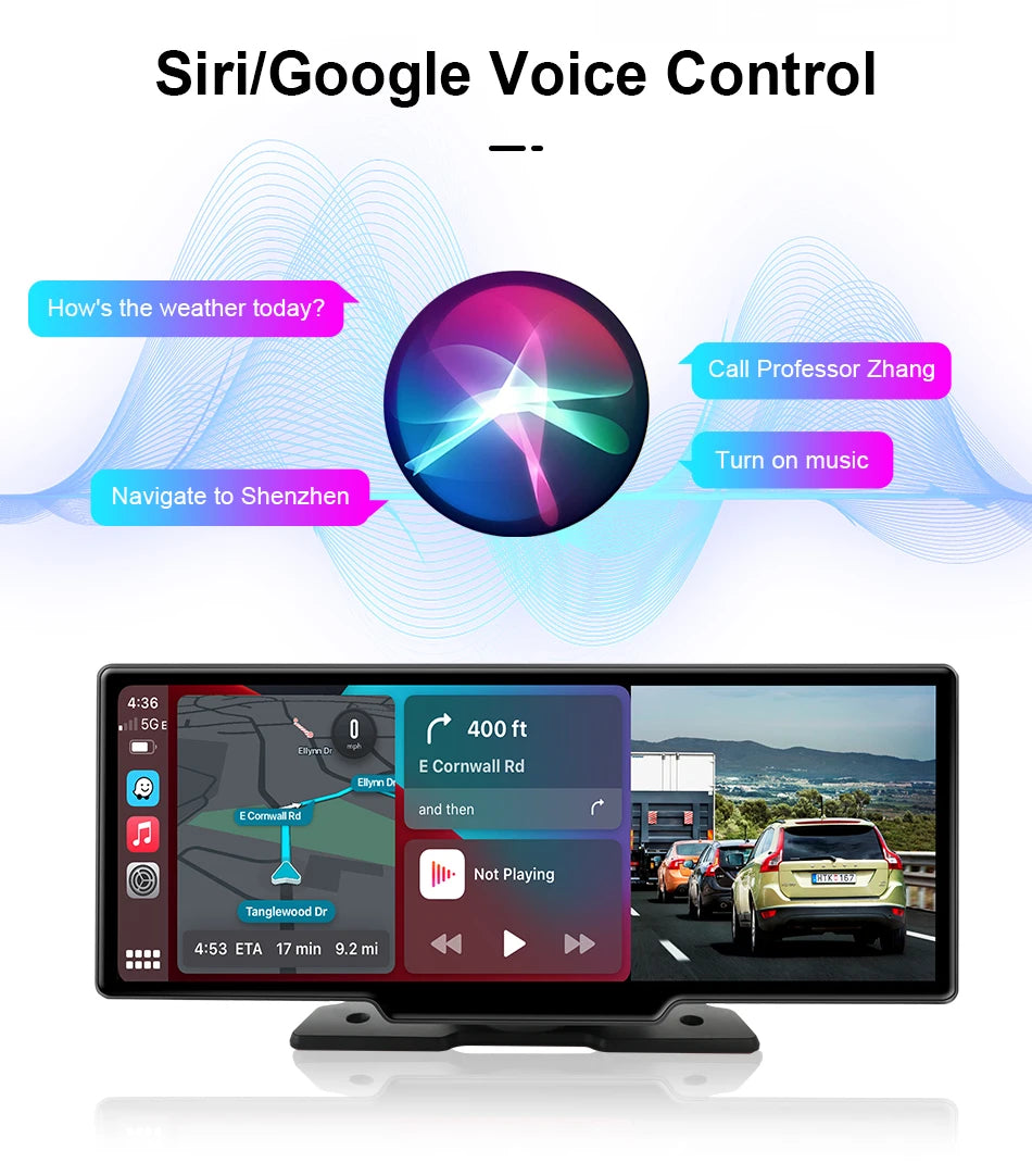 10.26 inch Car Play Screen,Wireless CarPlay & Android Auto Dash Cam Rear Camera Multimedia Stereo,AUX FM Radio,Car Touchscreen