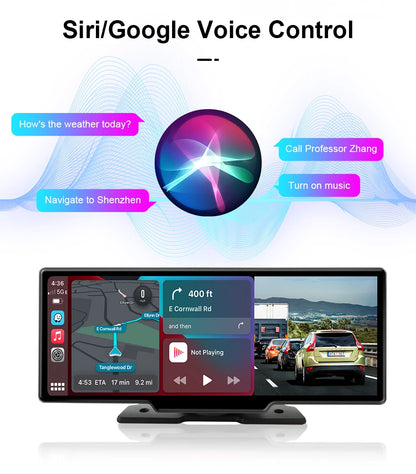 10.26 inch Car Play Screen,Wireless CarPlay & Android Auto Dash Cam Rear Camera Multimedia Stereo,AUX FM Radio,Car Touchscreen
