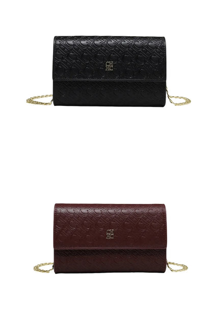 CH Women Crossbody Bag Splicing Letter Print Metal Chain Shoulder Purse PU Leather Flap Small Ladies Evening Clutch Handbag Gift