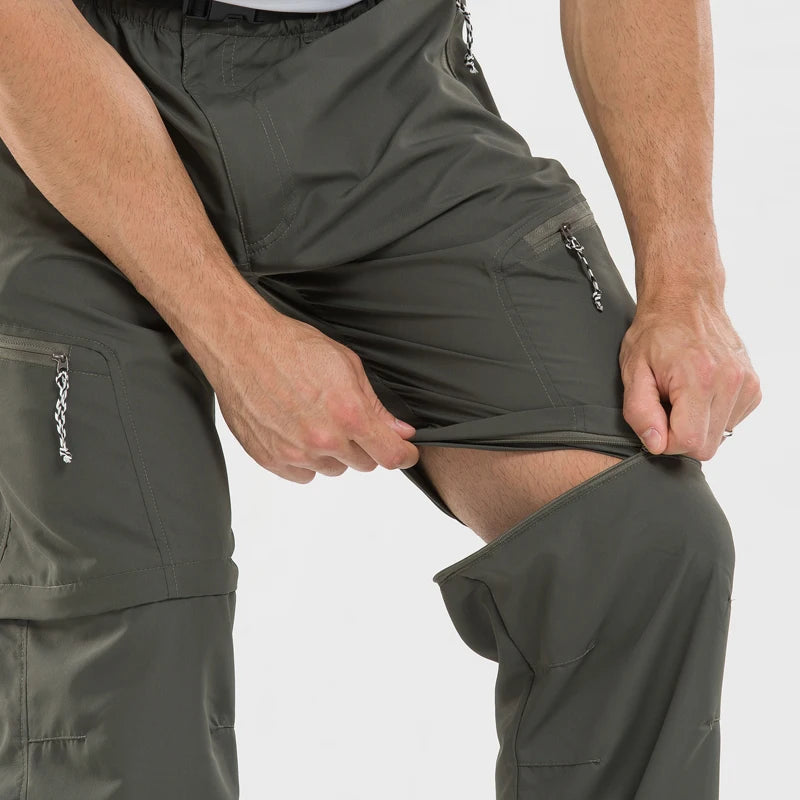 Summer Detachable Quick Dry Cargo Pants Men Waterproof Active Multifunction Pockets Outdoor Long Trousers Casual Pants