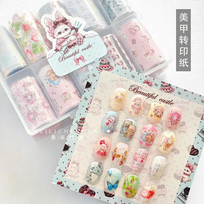 10Rolls Lacce Flower  Nail Foils Transfer Paper  Nail Art Stickers  Manicure Set Decal  Nails Decoration