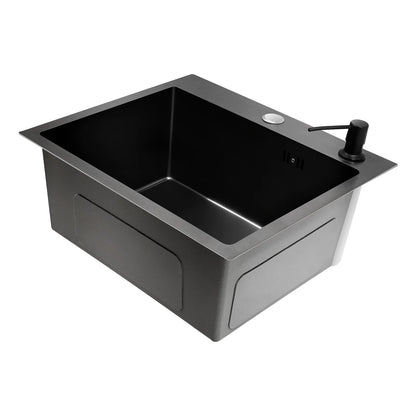 High-Class Kitchen Sink Complete Set,45*40*20Cm,201 Stainless Steel Durable Large Capacity Clean Sink，Single Bowl Black Sink
