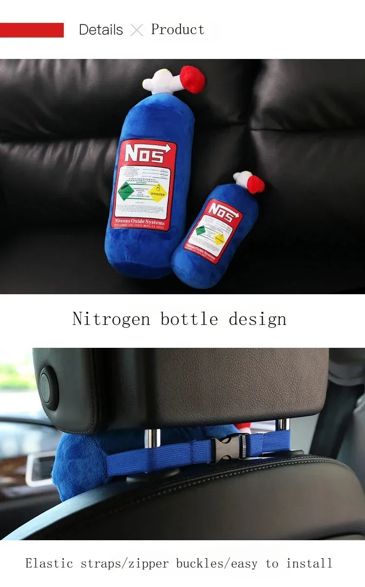 New Car Neck Pillow Car Headrest for Driver Front NOS Nitrous Oxide Bottle Car Decor Headrest Cushion Plush Pillow Auto Parts
