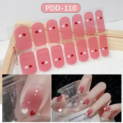 1PC Gel Nail Sticker Patch Slider Flower Gradient Color Back Glue Full Cover Waterproof Gel Nail Sticker UV Lamp Curing Manicur