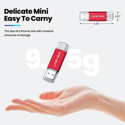 128GB High Speed TYPE C 2in1 USB Flash Drive 64GB Metal Pen Drive Smart Phone Car TV USB Stick 4GB 32GB Office Gift Memory Stick