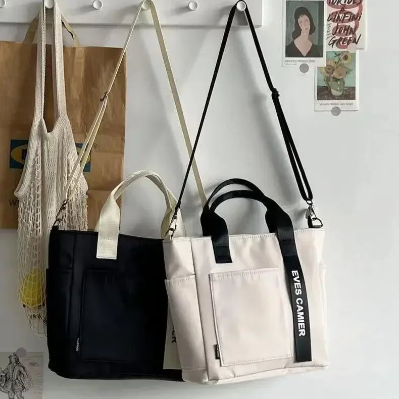 New Casual Tote Large Capacity Shoulder Bag Nylon Waterproof Canvas Handbag Simple Fashion Messenger Bags For Schoolgirl