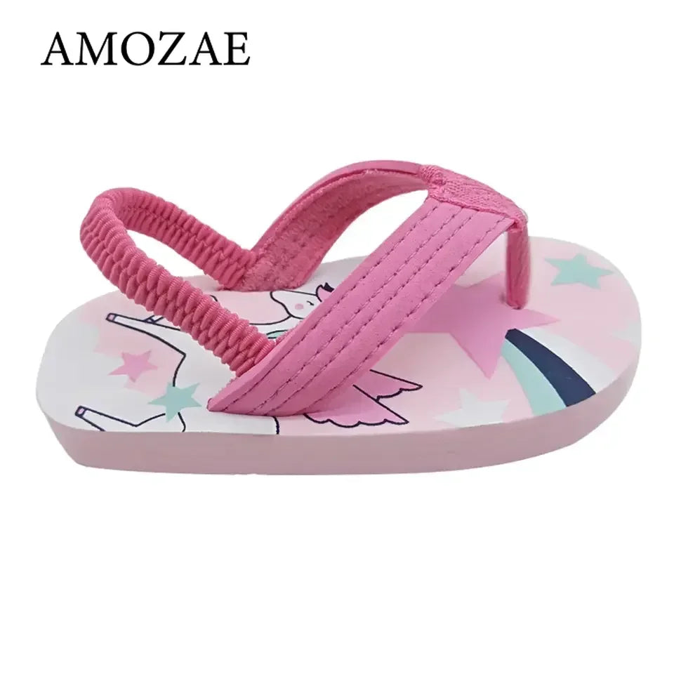 Children Flip Flops Shoes Cartoon Summer EVA Soft Sole Indoor Bathing Anti Fall Girls and Boys Sandals Beach and Pool Slippers