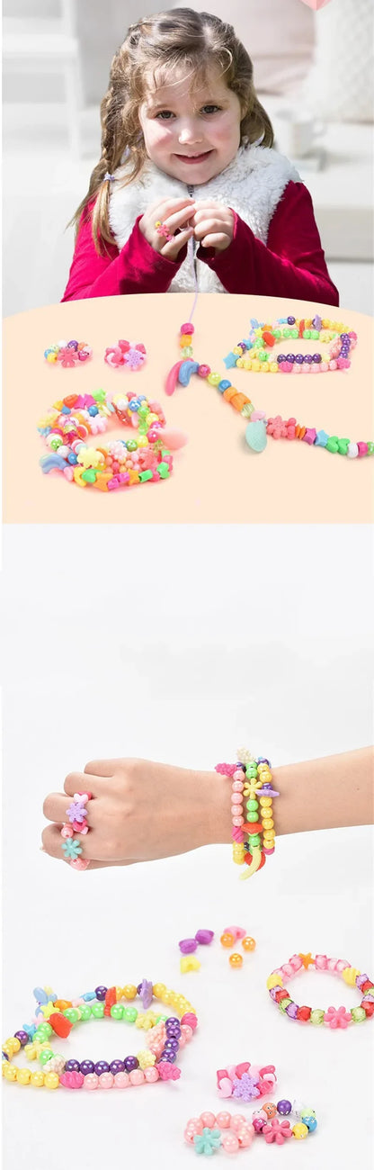 Girls DIY Bead Set Jewelry Making Kit for Kids Girl Pearl Beads for Bracelets Rings Necklaces Creativity Kits Art Craft Toy