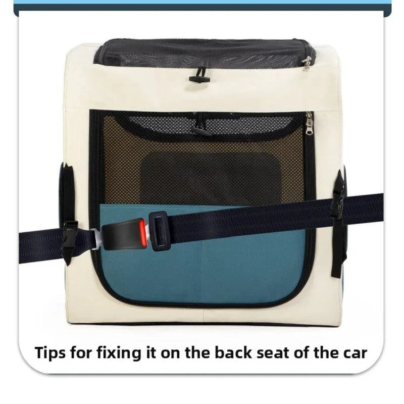 Pet Travel Luggage Cart with Folding Handlebar - Durable Oxford Fabric, Large Capacity, Breathable Mesh, Quiet Wheels