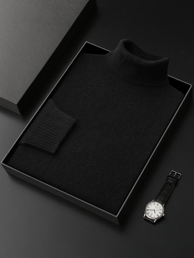 Men's Turtleneck 100% Cashmere Sweater Autumn Winter Basic Long Sleeve Pullover Cashmere Knitwear Soft Warm Comfy Clothing