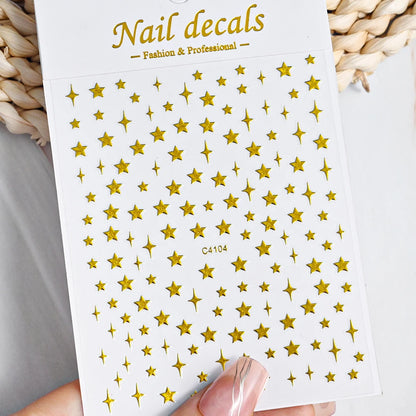 3D Metal Silver Flame Nails Stickers Gold Bronzing Stripe Lines Sliders Design Manicure French Nail Art Decoration Decal #Y2K
