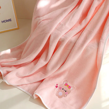 Baby Bath Towel Infant Swaddle Blanket Wrap Kids Cute Animal Embroidered Fleece Blanket Children's Soft Bathrobe Kids Blanket