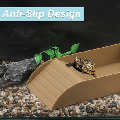 Reptile Bathing Pool Reptile Feeding Dish Water Bowl with Ramp Aquarium Ornament for Snake, Turtle, Bearded Dragon, Lizard Bath