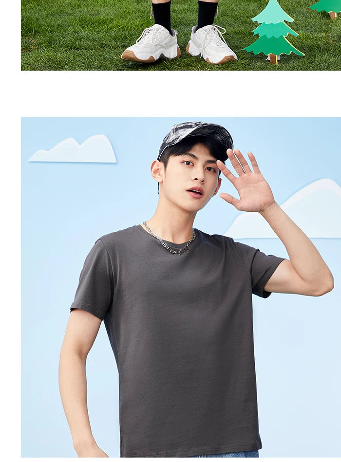 Semir Short Sleeve Men T-Shirt Cotton 2026 Summer New Man Clothing Thin And Versatile T Shirt Couples Solid Color Tops