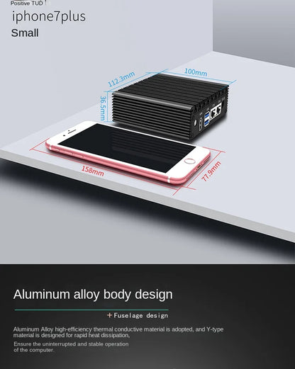 6W Low Power Intel N3050/N3160 Quad Core Quad Thread X86 Soft Router 2*1000M Lan Port HD-MI Output Metal Case Mini PC