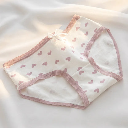 5Pcs Cute Love Cotton Panties For Women Underwear Print Panty Girls Briefs Breathable Soft Underpants Female Sexy Lingerie