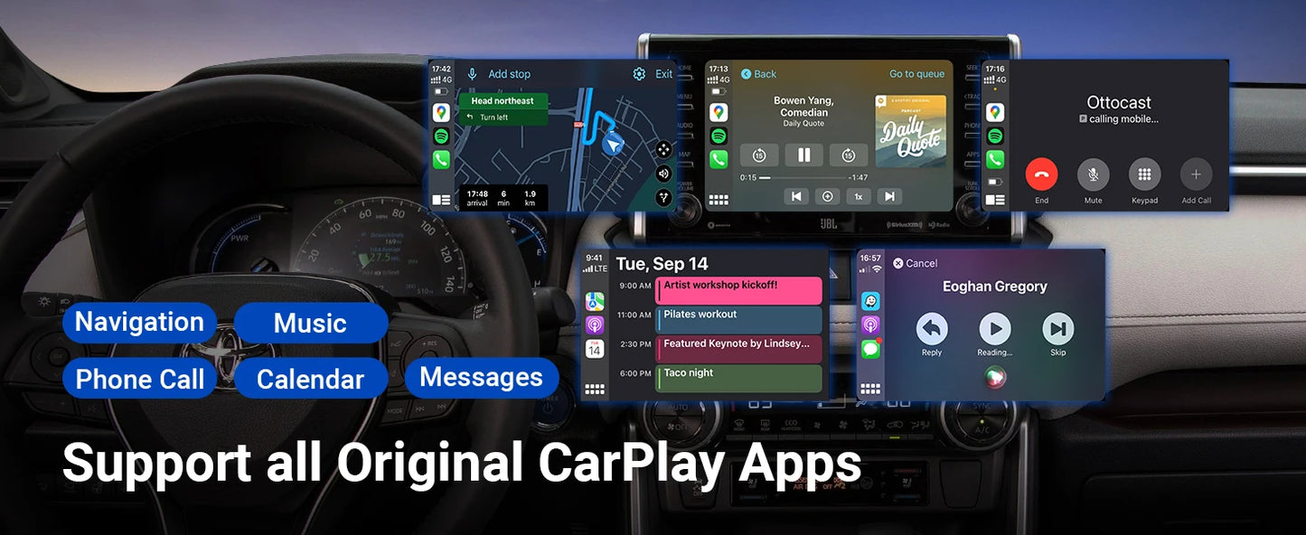 OTTOCAST Play2Video Pro Ai Box Pro Built in YouTube Netflix IPTV Video Box Wired to Wireless CarPlay Android Auto Adapter