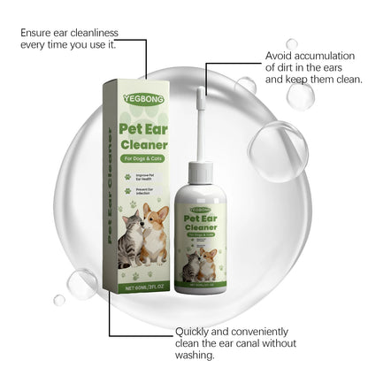 Pet Ear Cleaner Liquid for Dogs Cats Gentle Ear Wash Drops Removes Dirt Earwax buildup Deodorizer for Daily Ear Care Cleaning 50